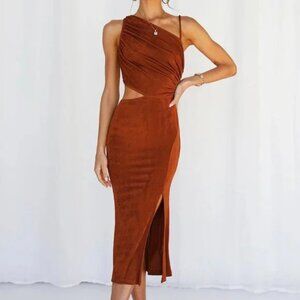 Hello Molly Rust Midi Dress Block It Out